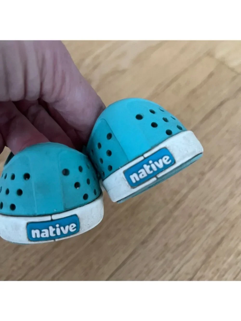 Native Jefferson Teal Blue Rubber Perforated Shoes Toddler Size C5